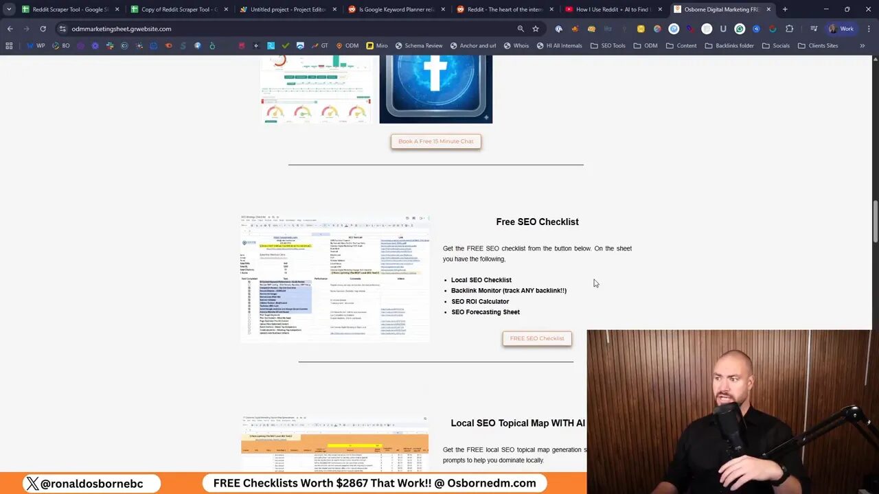 List of other free sheets available like backlink monitor and SEO checklist