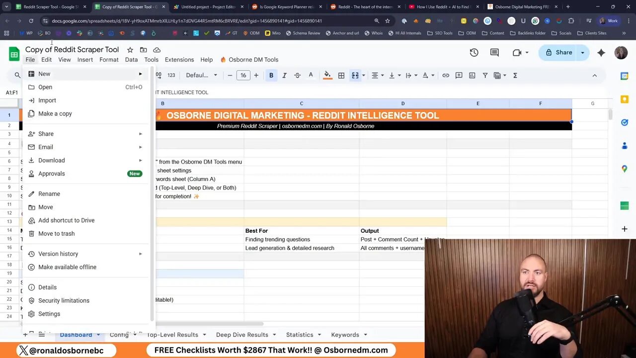 Make a copy prompt for the Reddit Scaper Google Sheet